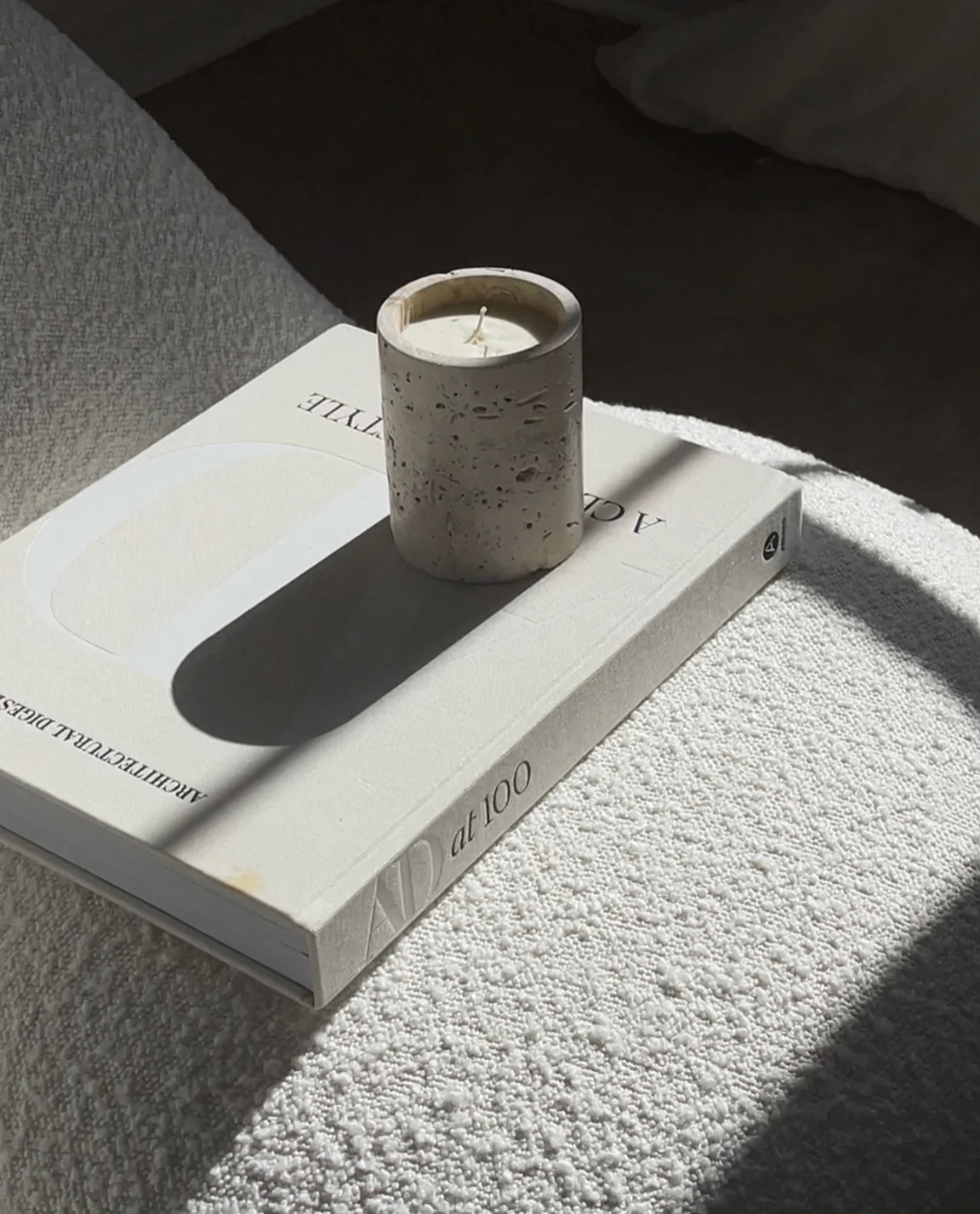 Honed Travertine Candle