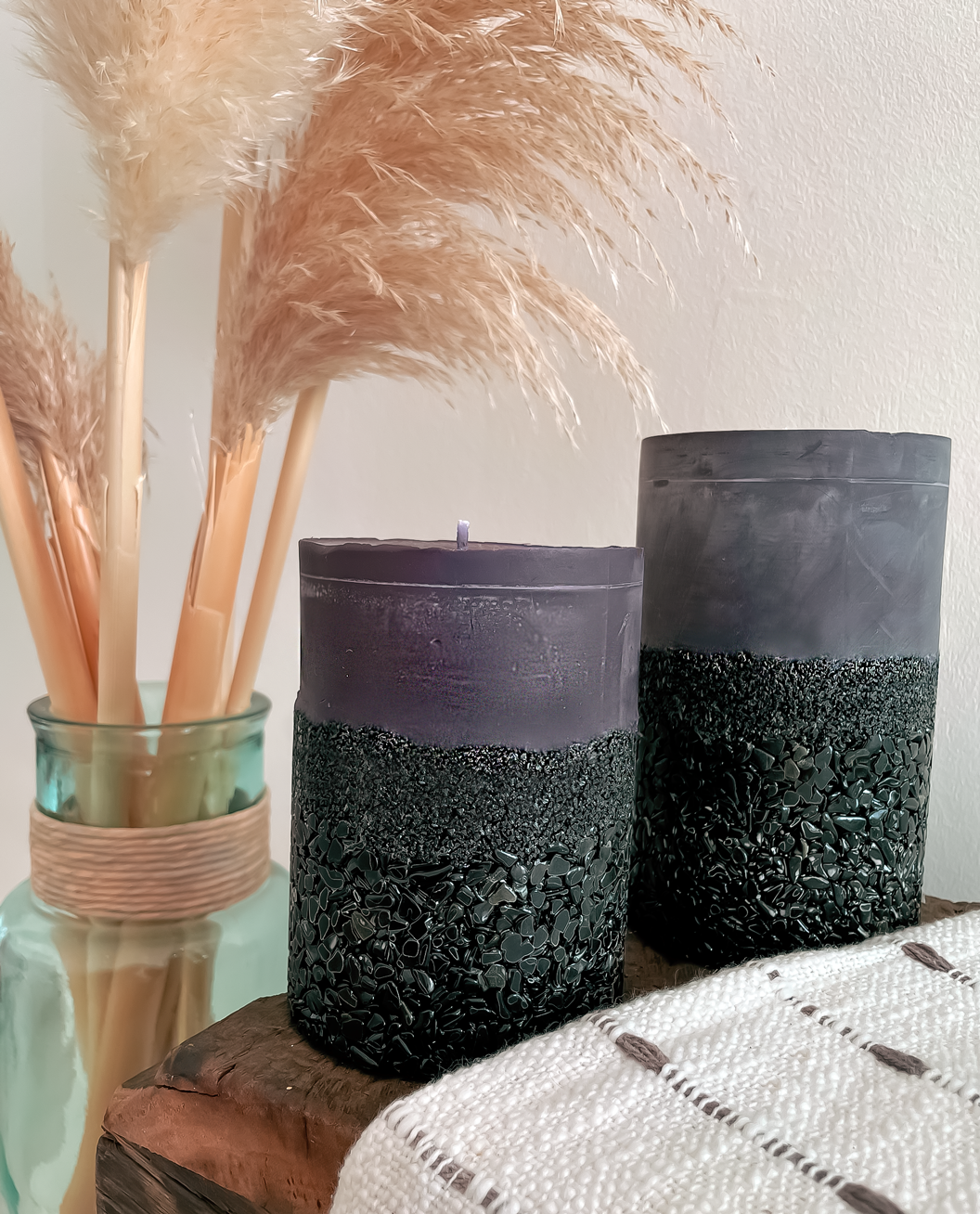 Two Black Onyx Crystal Candles Used to Decorate the House